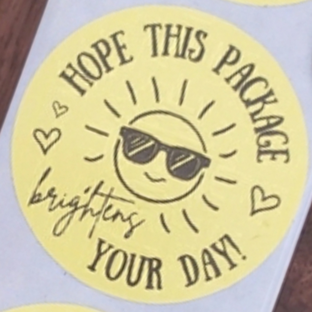 3/$15 Set of 50 2" ROUND STICKERS YELLOW Hope This Package Brightens Your Day
